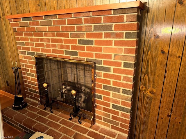 interior details with a fireplace