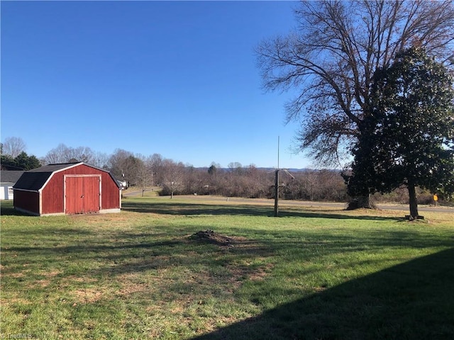 view of yard featuring a shed