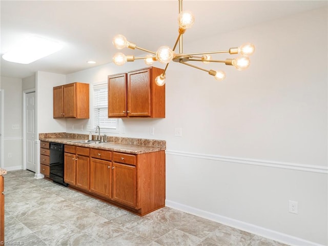 kitchen with black dishwasher and sink