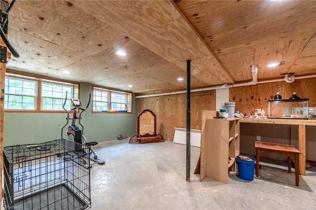 interior space with wood walls