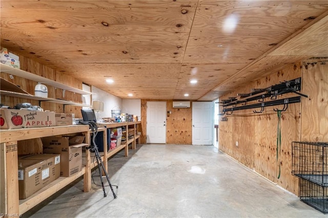 storage area with a wall unit AC