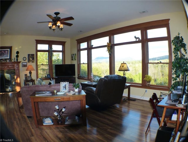 1564 Thore Rd, Pinnacle, NC 27043 - living area with ceiling fan, wood finished floors, and baseboards
