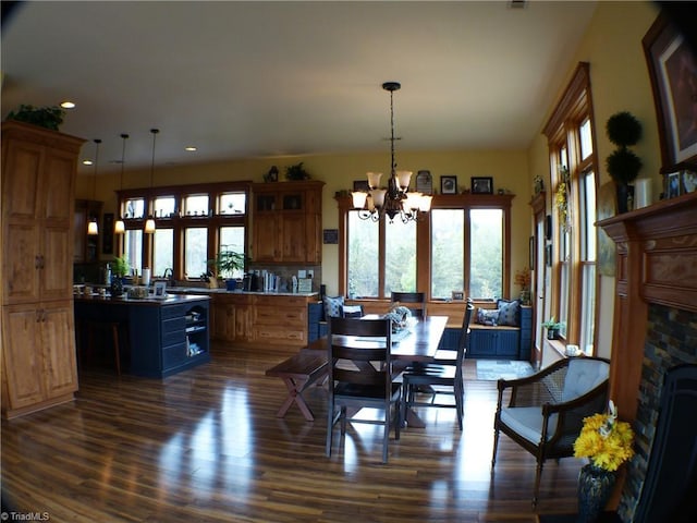 1564 Thore Rd, Pinnacle, NC 27043 - dining area featuring plenty of natural light, dark wood-style flooring, a chandelier, and recessed lighting