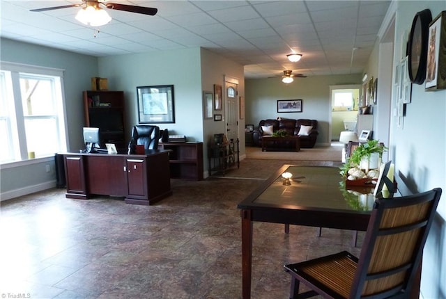 1564 Thore Rd, Pinnacle, NC 27043 - office area featuring a ceiling fan and baseboards