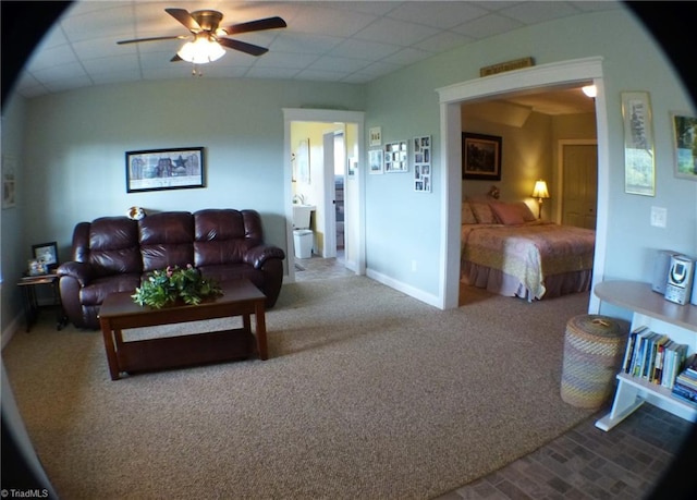 1564 Thore Rd, Pinnacle, NC 27043 - carpeted living room with a ceiling fan and baseboards
