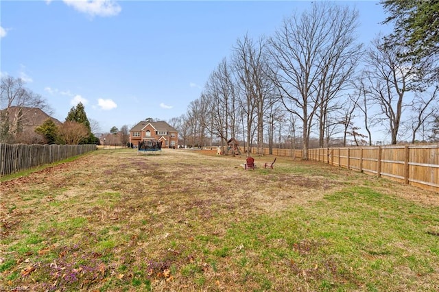 view of yard featuring a fenced backyard