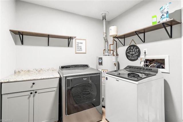 1126 E Springfield Rd, High Point, NC 27263 - laundry area with separate washer and dryer, cabinet space, and gas water heater