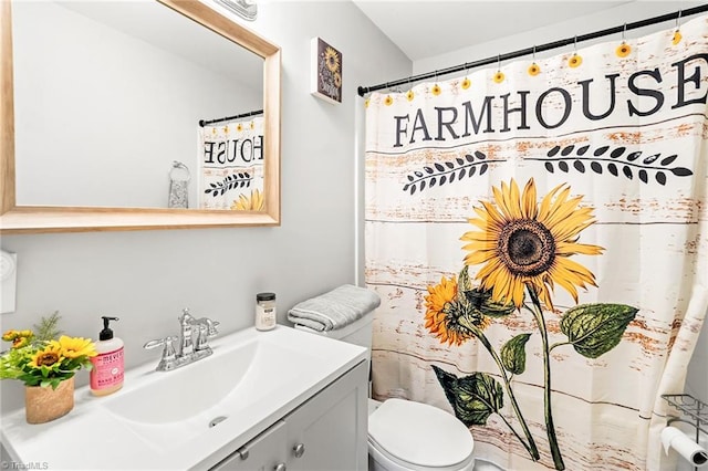 1126 E Springfield Rd, High Point, NC 27263 - bathroom with vanity, toilet, and a shower with curtain