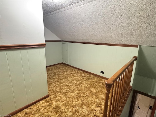 2121/2117 Swan Creek Rd, Jonesville, NC 28642 - additional living space featuring a textured ceiling, vaulted ceiling, and carpet