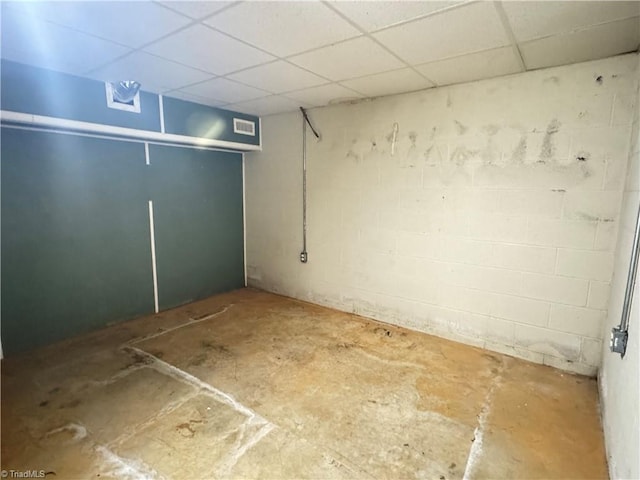 2121/2117 Swan Creek Rd, Jonesville, NC 28642 - below grade area featuring visible vents, concrete block wall, and a paneled ceiling