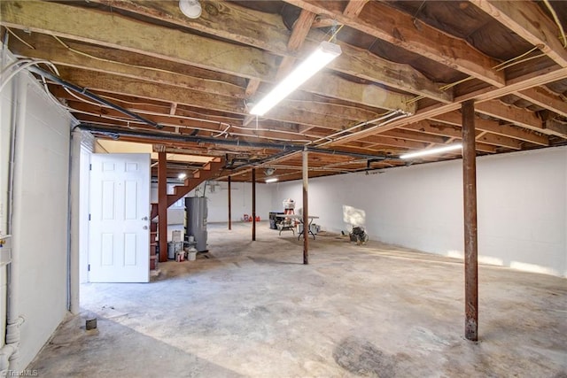 basement with water heater