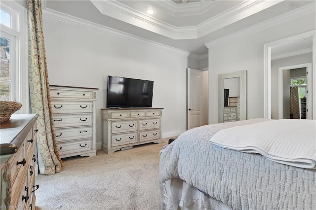6204 Calendula Ct, Summerfield, NC 27358 - bedroom with ornamental molding, light colored carpet, baseboards, and a raised ceiling