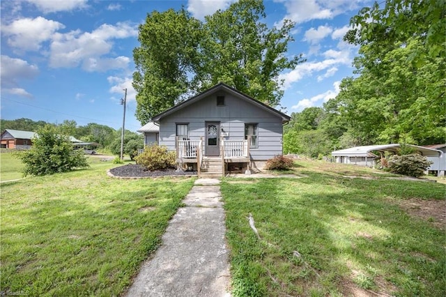 bungalow with a front lawn