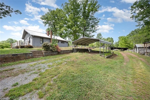 view of yard with a carport