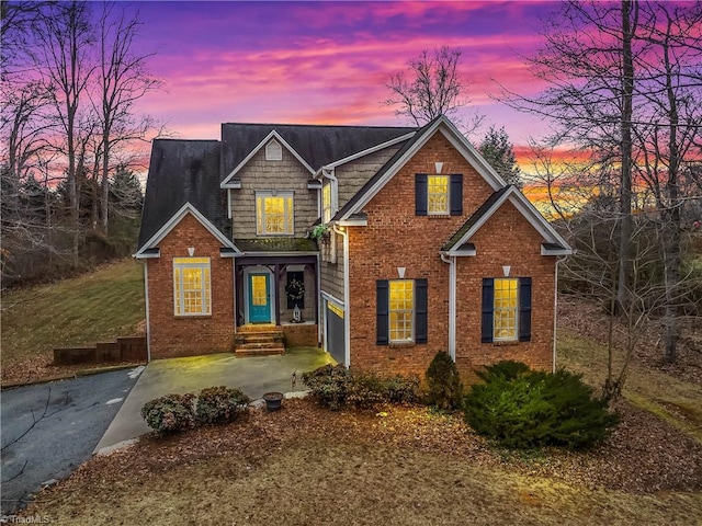 view of front of home with a garage