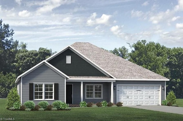 207 Royal Pines Dr Lot 122, Trinity, NC 27370 - view of front of home with an attached garage, a front yard, concrete driveway, and roof with shingles