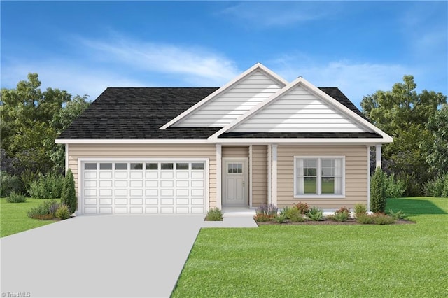 2820 Ricolden Trl, Elon, NC 27244 - view of front of property featuring an attached garage, a front lawn, concrete driveway, and roof with shingles