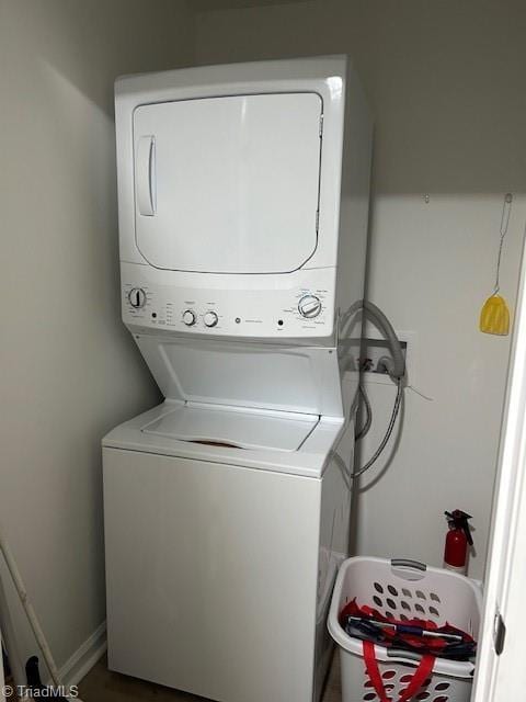 545 S Fieldcrest Rd, Eden, NC 27288 - laundry room with stacked washer and clothes dryer