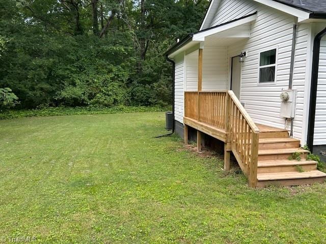 545 S Fieldcrest Rd, Eden, NC 27288 - view of grassy yard with central AC
