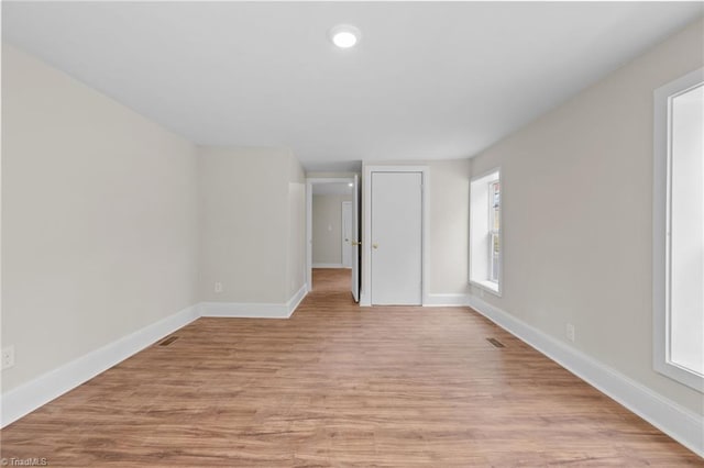 interior space with light hardwood / wood-style flooring