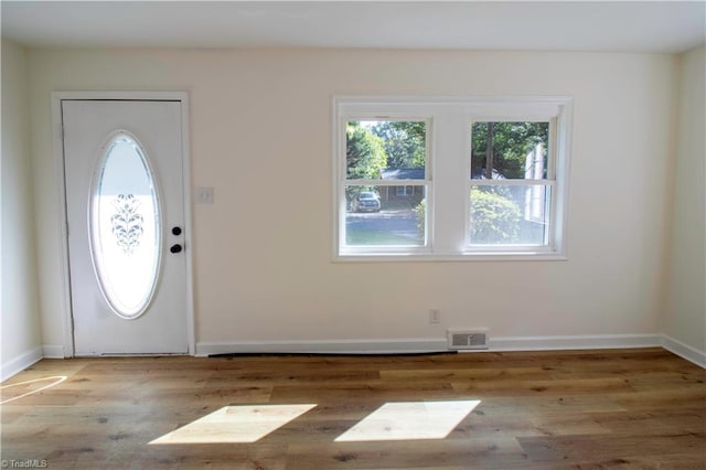 foyer entrance featuring light wood-type flooring