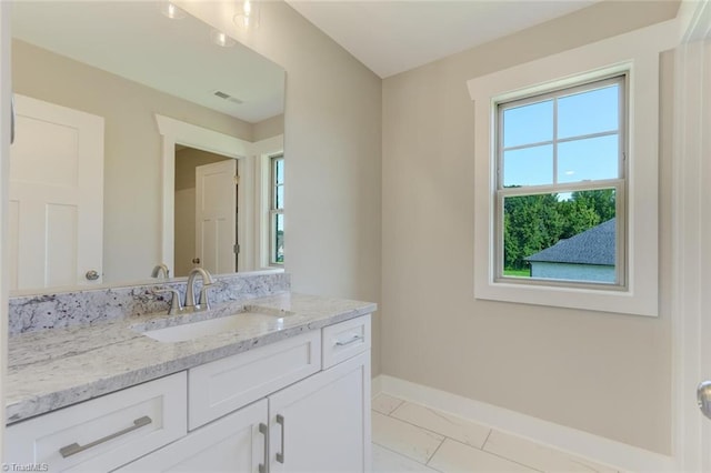 bathroom with plenty of natural light and vanity