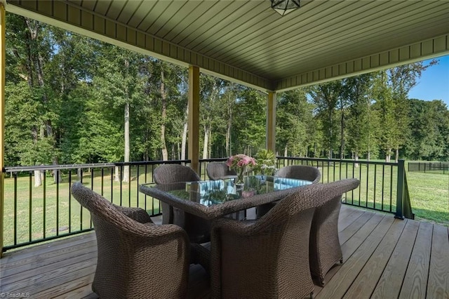 wooden deck with a yard