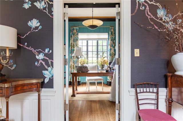 interior space with hardwood / wood-style flooring