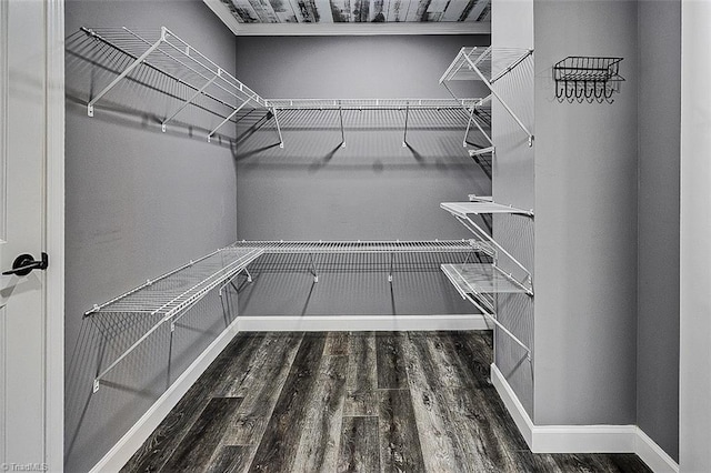 spacious closet with wood finished floors