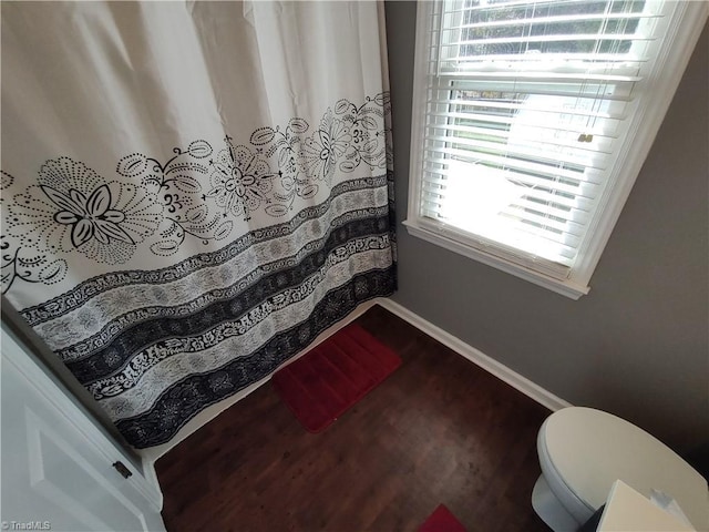 3210 Clamoor Dr, Winston-Salem, NC 27127 - bathroom featuring wood finished floors and curtained shower