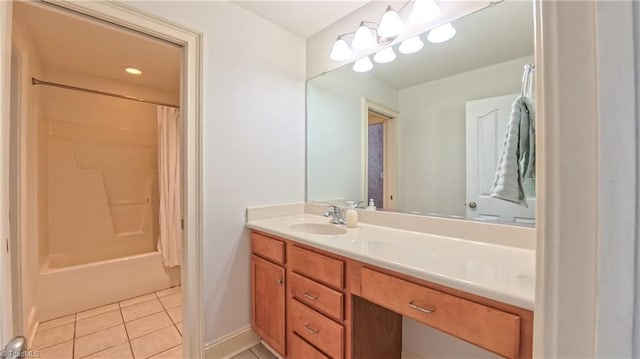 1250 Whitworth Ct, Kernersville, NC 27284 - full bathroom with vanity, tile patterned flooring, and shower / bath combo