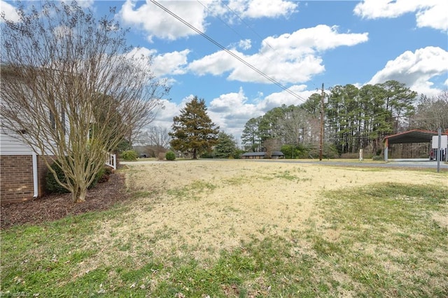 view of yard featuring a carport