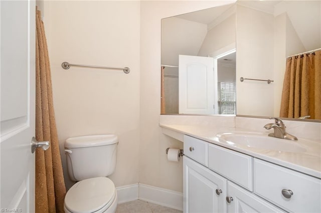 7469 Henson Forest Dr, Summerfield, NC 27358 - bathroom with toilet, vanity, baseboards, and tile patterned floors