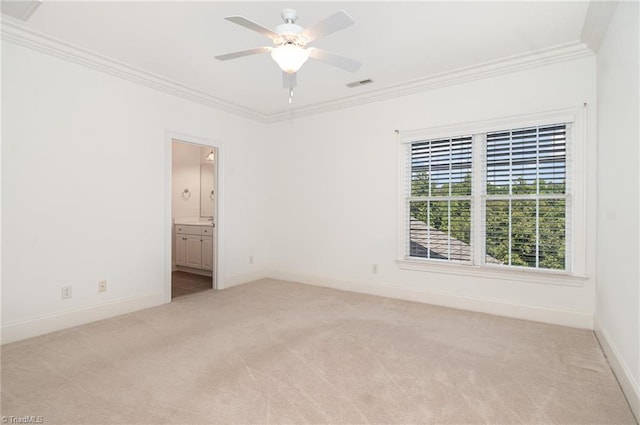 7469 Henson Forest Dr, Summerfield, NC 27358 - unfurnished room with light carpet, crown molding, a ceiling fan, and baseboards