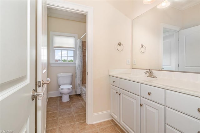 7469 Henson Forest Dr, Summerfield, NC 27358 - full bathroom featuring vanity, tile patterned flooring, toilet, and baseboards