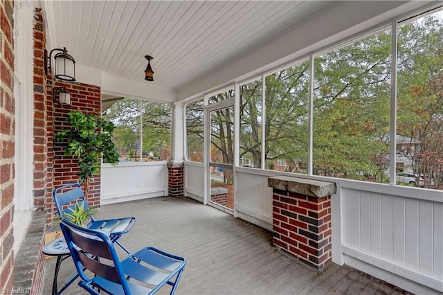 view of unfurnished sunroom