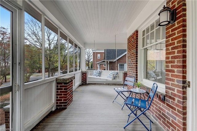 view of unfurnished sunroom