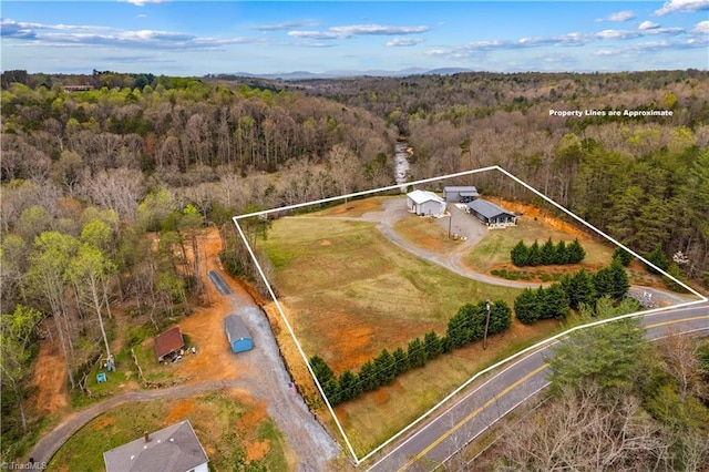 1595 Cheatham Ford Rd, Hiddenite, NC 28636 - bird's eye view featuring a view of trees
