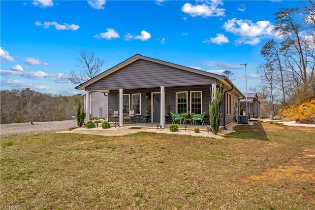 1595 Cheatham Ford Rd, Hiddenite, NC 28636 - back of house with a yard and central AC unit
