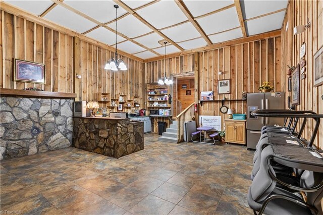 1595 Cheatham Ford Rd, Hiddenite, NC 28636 - miscellaneous room featuring wood walls and stairway