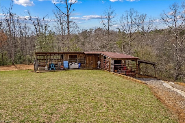 1595 Cheatham Ford Rd, Hiddenite, NC 28636 - exterior space with an exterior structure, a view of trees, and an outdoor structure