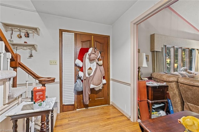 foyer entrance featuring light hardwood / wood-style flooring