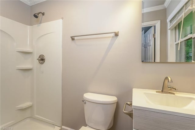 5170 Sunrise Ter, Winston-Salem, NC 27105 - full bath with toilet, crown molding, vanity, and walk in shower