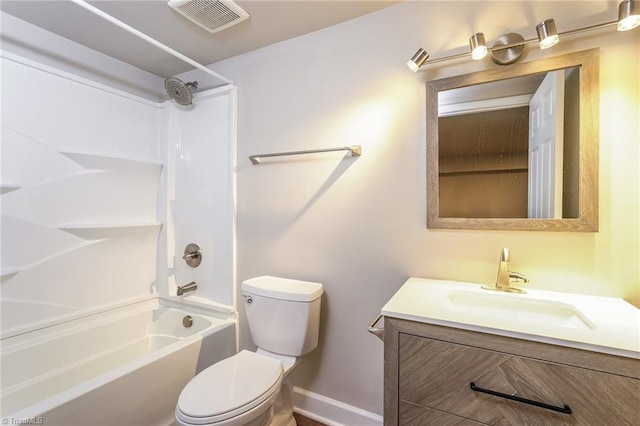 5170 Sunrise Ter, Winston-Salem, NC 27105 - full bathroom featuring vanity, visible vents,  shower combination, toilet, and baseboards