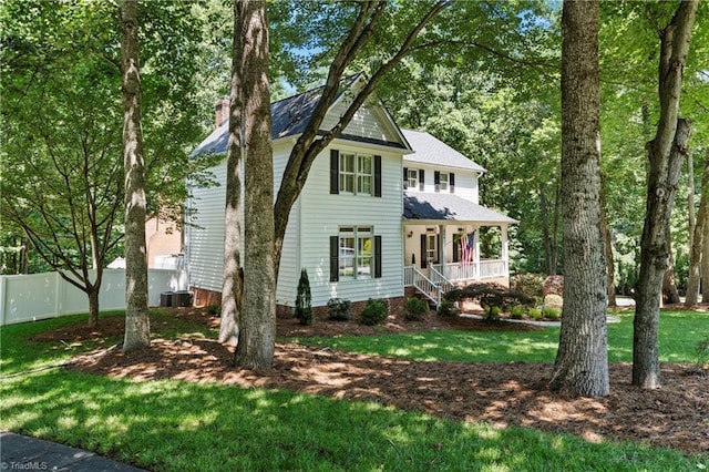 396 Bent Creek Trl, Kernersville, NC 27284 - view of front of property featuring covered porch and a chimney