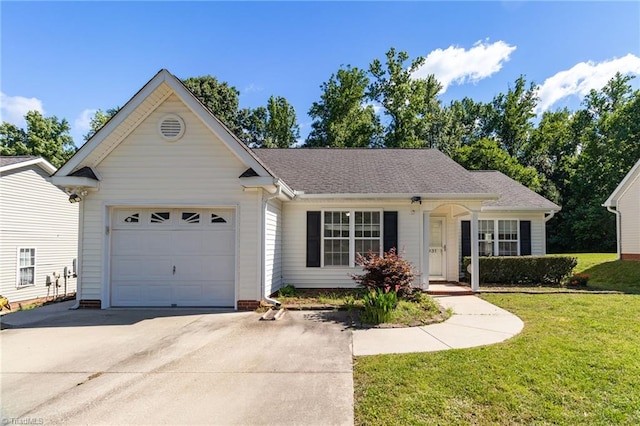 3931 Hickswood Forest Dr, High Point, NC 27265 - ranch-style home featuring driveway, an attached garage, and a front lawn