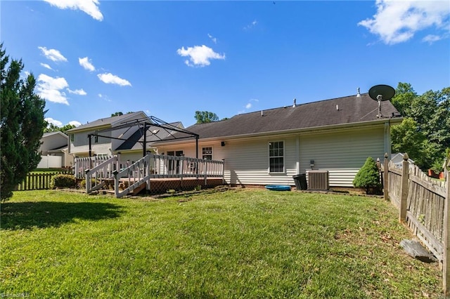 3931 Hickswood Forest Dr, High Point, NC 27265 - rear view of house with a deck, central AC unit, and a gazebo