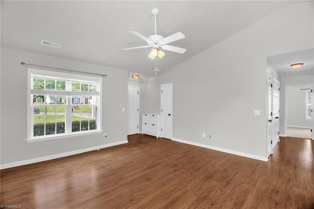3931 Hickswood Forest Dr, High Point, NC 27265 - unfurnished room with vaulted ceiling, wood finished floors, baseboards, and a ceiling fan