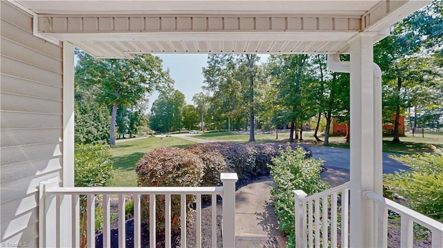 view of yard featuring a porch