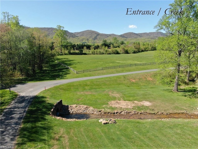 view of mountain feature featuring a rural view